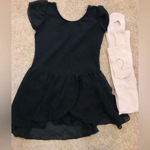 Black leotard with ballet tights 130cm 7T